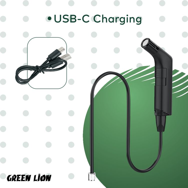 Green Lion Compact Bidet Sprayer for Travel with 800mAh Battery Capacity, Type-C Charging Port, 2-3 Hours Charging Time, 30 Minutes Working Time, 1.2m Hose Length - Black