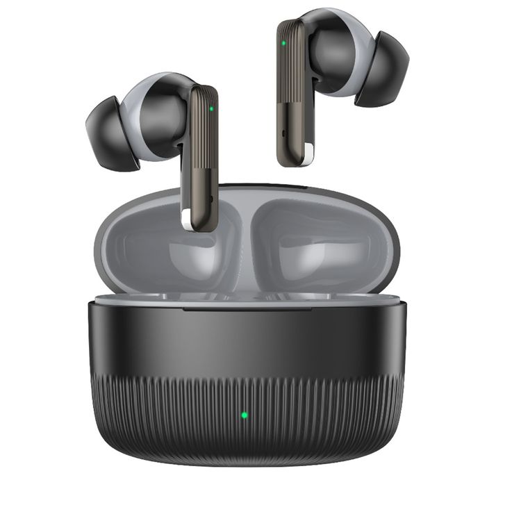 Green Lion Vancouver True Wireless Earbuds with Dual Microphones, 200mAh Charging Case & 25mAh Earbuds Battery, Up to 4 Hours Play Time, Bluetooth Version 6.0, 12m Transmission Range - Black