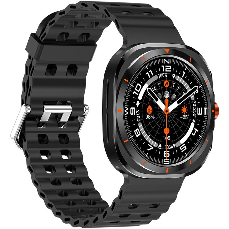 Green Lion Strive Smart Watch with 1.52" IPS Display, Bluetooth Version 5.3, IP65 Waterproof, 5 Days Working Time, Health Monitoring, Sport Modes, 150mAh Battery Capacity, Wireless Charging Type, 2-3 Hours Charging Time, LED Torch, Remote Capture - Black