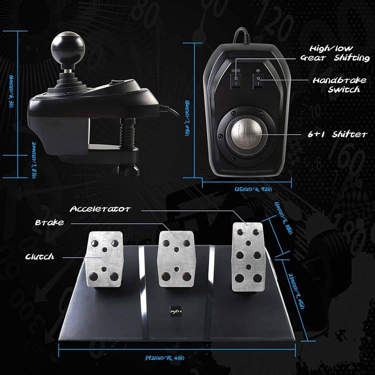 عجلة قيادة سباق قابلة للتعديل، PXN V9، مع القابض ومغير السرعات، تدعم وظيفة الاهتزاز وسماعة الرأس، مناسبة لأجهزة الكمبيوتر الشخصية، PS3، PS4، Xbox One، Nintendo Switch.