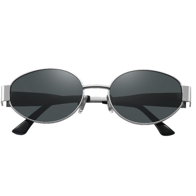 Green Lion Montara Sunglasses with Retro Oval Frame, UV400 Protection, 54mm Lens Width, Ergonomic Fit Frame, Optical Clarity, 20mm Bridge Width, 142mm Temple Width, Silicone Nose Pads - Silver