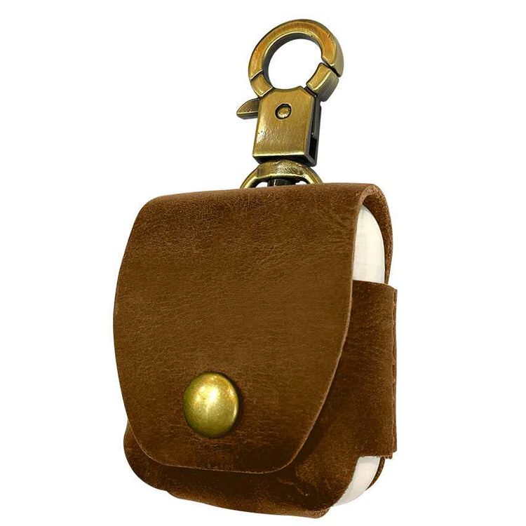 Porodo iGuard Leather Hang Case for Airpods 1&2 Generation with Comfortable Grip, Long-lasting Leather Material, Precise Cutouts for Charging Port and Button Access, Scratch-resistant Surface, Secure Snap-on Fit - Brown