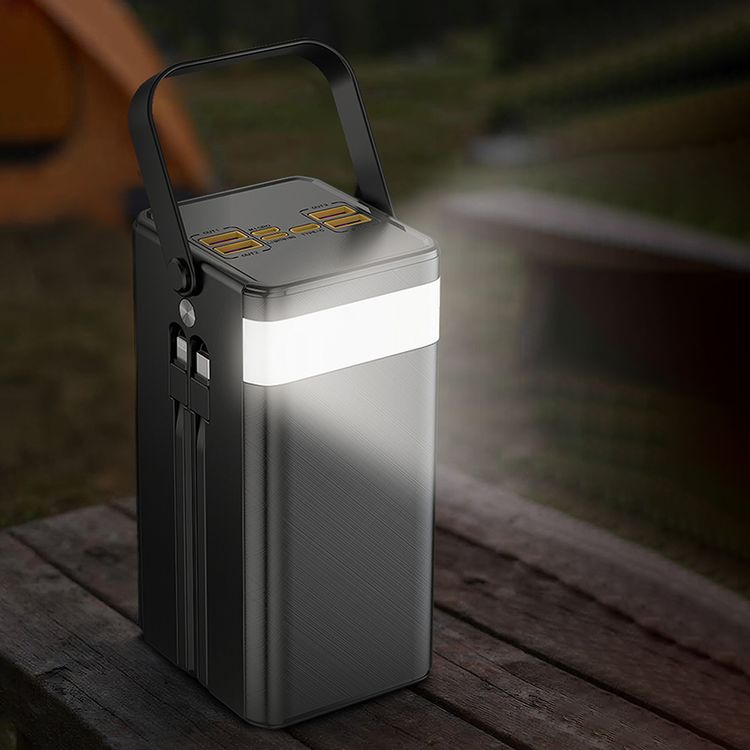 Green Lion Solar X 60000mAh Power Bank with QC 22.5W, PD 20W, Type-C & Micro & Lightning & USB-A Cables, 4× USB-A, Micro, Lightning, USB-C Ports, ABS & PC Material, SOS & Steady Flash Modes, Multiple Protection, Portable Handle, Digital Display - Black