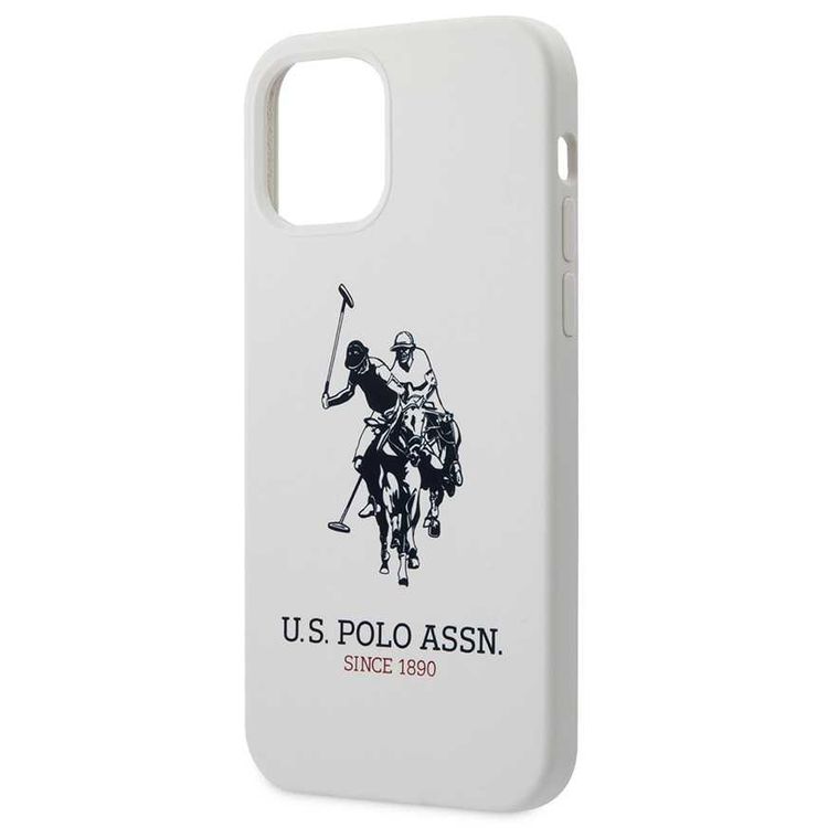 CG Mobile U.S. Polo Assn. Liquid Silicone Hard Case DH Logo for iPhone 12 / 12 Pro (6.1") Shock & Scratch Resistant, Suitable with Wireless Chargers Officially Licensed - White