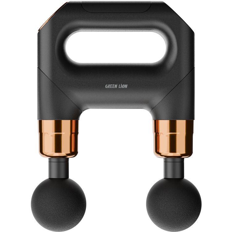 Green Lion Dual Head Massage Gun with 4×Double Massage Heads (Ball/U-Shaped/Flat/Bullet Heads), 45 Min Working Time, 6×Speed Levels, 3200 RPM Motor, Ergonomic Handle, Quiet Operation, Portable Handheld Body Massager for Neck, Shoulders, Back, Legs Pain Relief - Black
