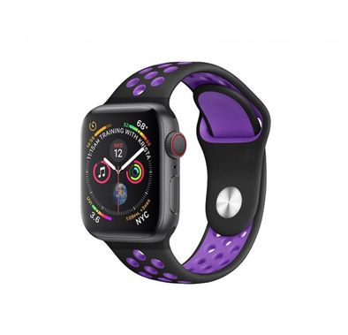 iGuard by Porodo Nike Watch Band, Fit & Comfortable Replacement Wrist Band, Adjustable Straps Compatible for Apple Watch 40mm / 38mm - Black / Violet