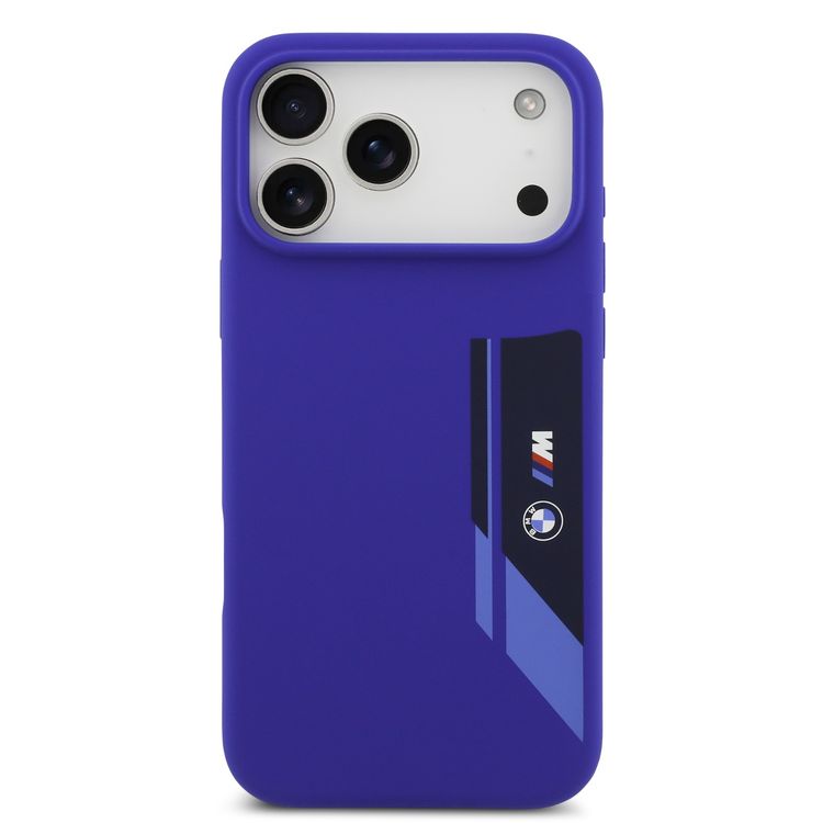 غطاء بي إم دبليو ماج سيف من السيليكون السائل بشعار عامودي لهاتف آيفون 17 برو ماكس، تصميم نحيف، حماية من السقوط، تغليف مستدام، تصميم سهل التركيب - بلون كحلي