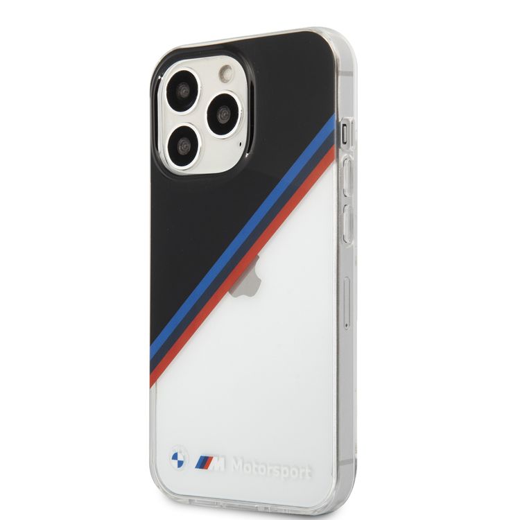 CG MOBILE BMW Motorsport Collection PC/TPU Hard Case Diagonal Tricolor Black Corner Compatible for iPhone 13 Pro Max (6.7") Easy Access to All Ports