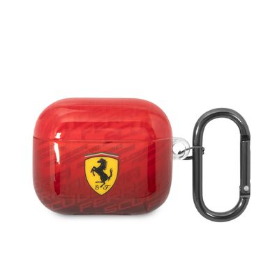 CG MOBILE Ferrari Case With Scuderia Ferrari Pattern Design compatible with Airpods 3 - Red