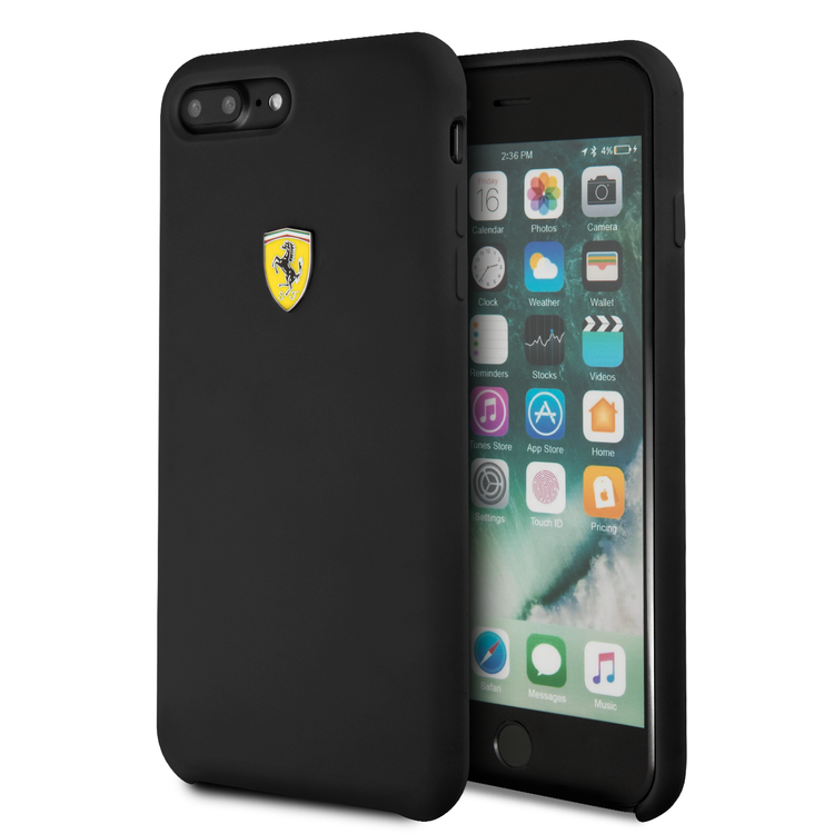 CG MOBILE Ferrari SF Silicone Phone Case Compatible for iPhone 8 / 7 Plus | Protective Mobile Case Officially Licensed - Black