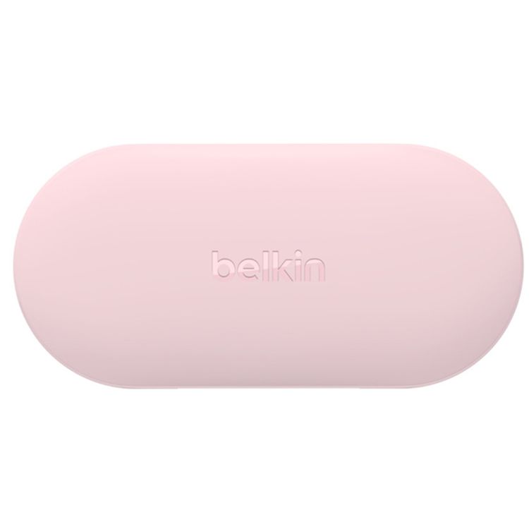 سماعات Belkin SOUNDFORM Play اللاسلكية الحقيقية، صوت طويل المدى، حجم محرك الصوت 6 مم، نطاق بلوتوث 10 متر، متوسط عمر البطارية 38 ساعة، تحكم باللمس - باللون الوردي