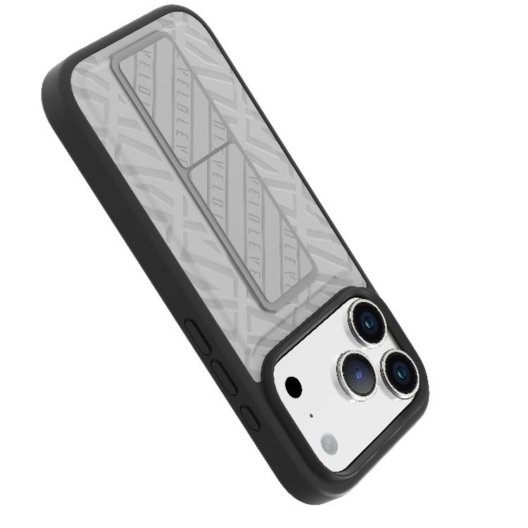 Levelo Morphix Cuero GripStand Case for iPhone 17 Pro Max, Raised Bezels for Camera & Screen, Shock-Resistant Bumper, Secure Hold, Horizontal & Vertical Viewing - Cloud Gray