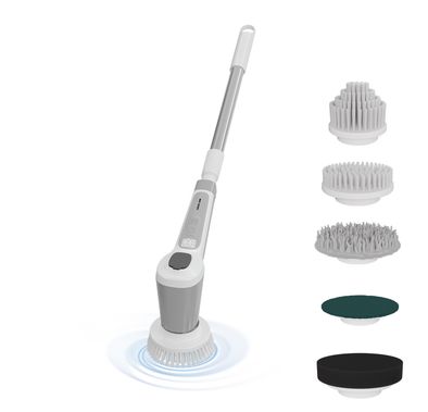 ممسحة كهربائية دوارة 5 في 1 من جرين ليون سونيك سبينر مع شاشة رقمية، تصل مدة العمل إلى 60 دقيقة، بقوة 60 واط، وضعين للسرعة، وظيفة الرش، عصا تلسكوبية، سعة خزان 75 مل، بطارية 4500 مللي أمبير - أبيض