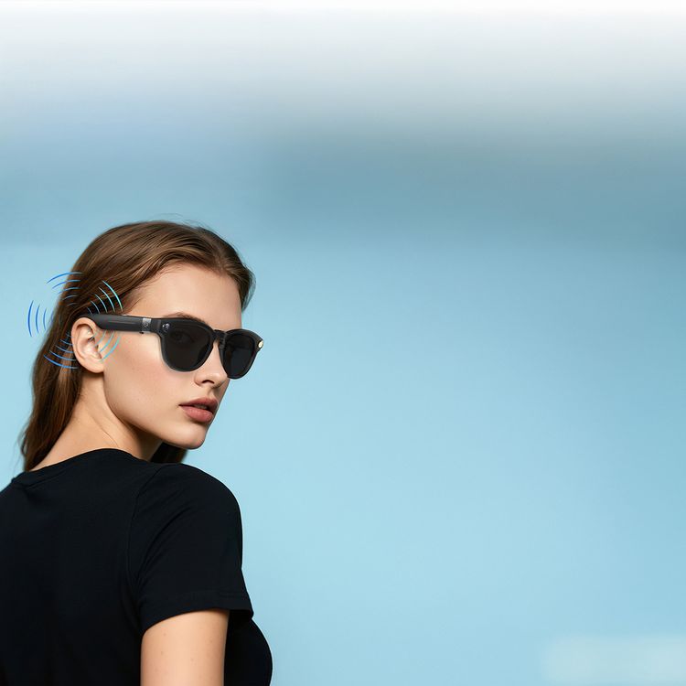 Powerology Lovanni AI Smart Glasses with Up to 10 Hours Battery Life, Sony IMX219 Camera, 290mAh Battery, 13mm Speaker Size, Wireless Connectivity, 2GB ROM - Black