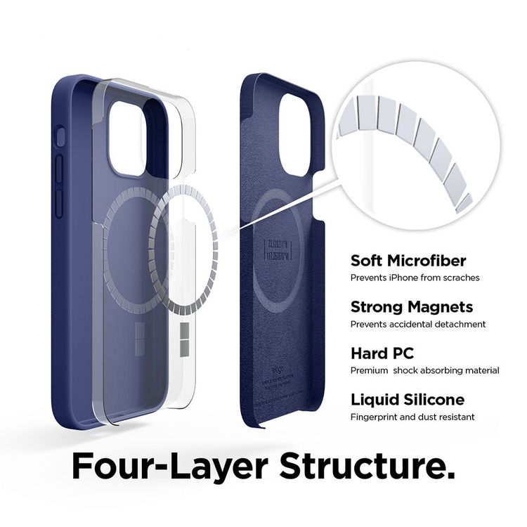 Elago Silicone Case Suitable with MagSafe, Back Shield Case Compatible for iPhone 12 / 12 Pro (6.1") Anti-Scratch, Easy Access to All Ports - Blue