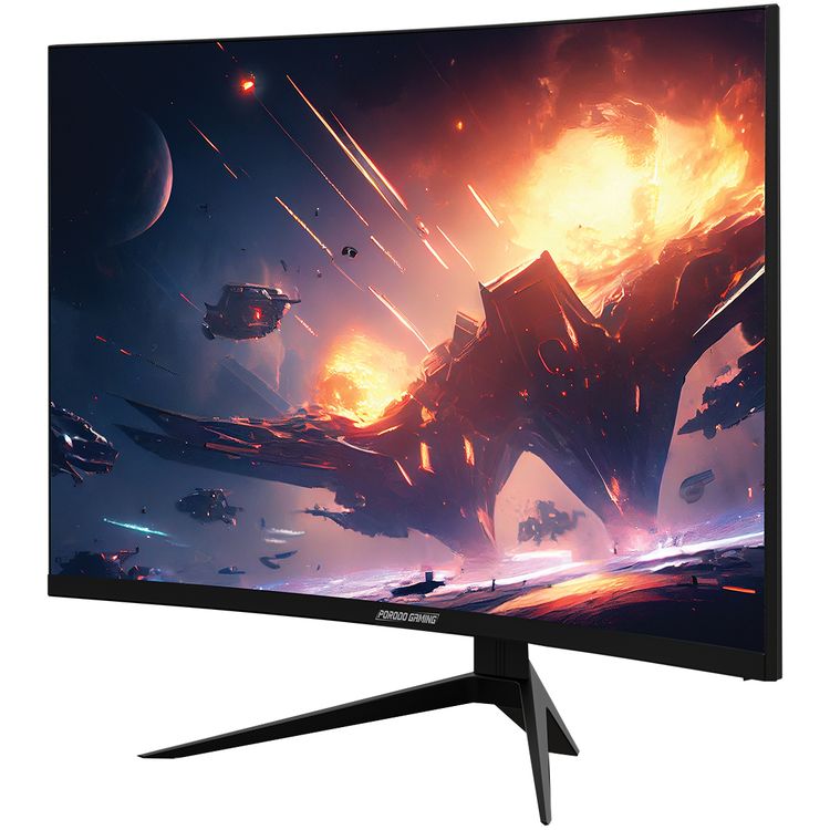 Porodo Gaming Wide Screen Gaming Monitor with 31.5" Diagonal Panel, Adjustable Rotating Stand, Anti-Glare Surface, RGB Lighting, 6.5ms Response Time - Black