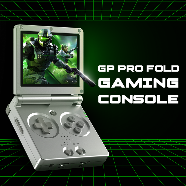 Green Lion GP Pro Fold Gaming Console with Dual-Core G31 MP2 GPU, Vibrating Motor, HDMI Output, Supports Up-to 512GB TF Card, 3.5 Inches IPS Screen, 640×480 Pixels Resolution, 3300mAh Battery, 8 Hours Working Time - Silver