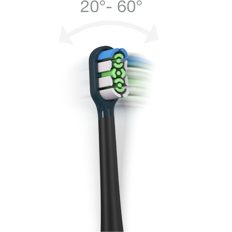 Green Lion Smart Brush 60° Ultrawide with Multifunctional Servo Motor, 2 Minutes Smart Timing, Up to 80 Uses Possible Per Each Charge, Soft Silicone Support, Travel Case Included, 60° Rotation, 30 Seconds Vibration Reminder - Black