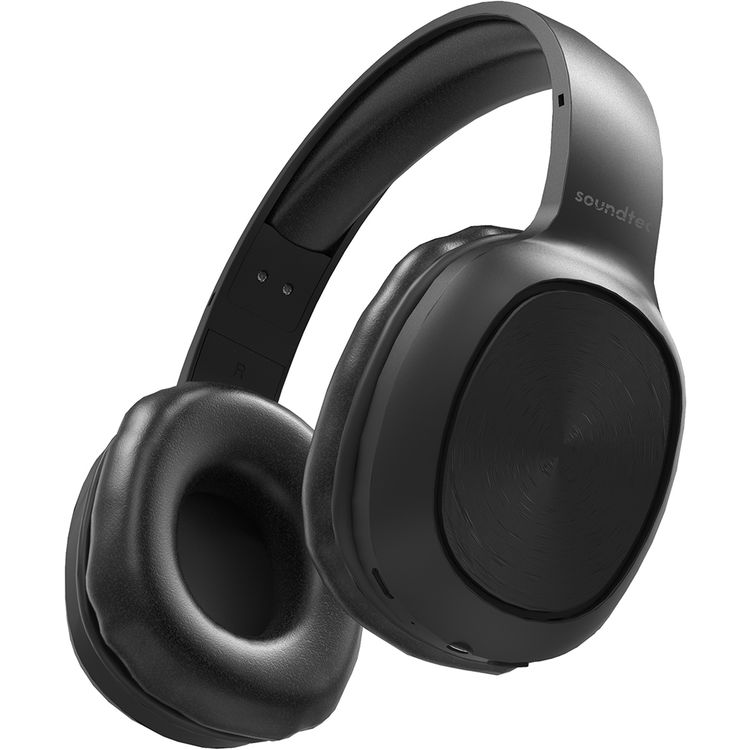 Porodo Soundtec Wireless Headphones with Noise Cancelling, Active Siri, Pure Bass, 2 Hours Charging Time, 12 Hours Playtime, 400mAh Battery Capacity - Black