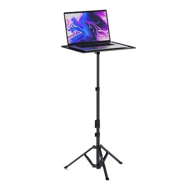 Porodo Multi-Function Stand Projector and Laptop, 360° Tray Rotation, 90° Tray Tilt, Side Tray, 10Kg Tray Load Capacity, Aluminium  - Black