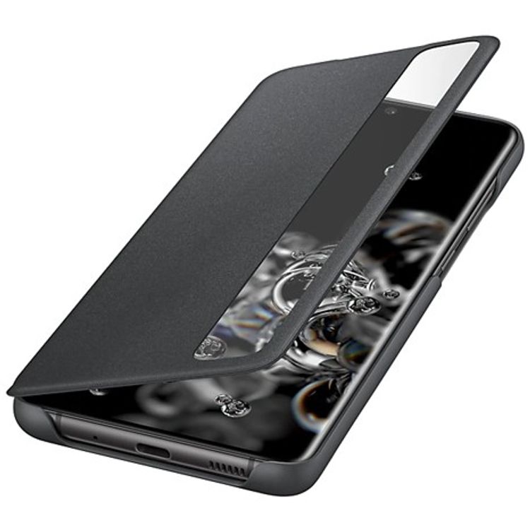 Samsung S20 Ultra Smart Clear View Cover Seamlessly with Your Phone, Slender Comfort for Your Hand, Protection on All Sides - Black