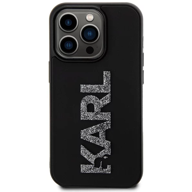 Karl Lagerfeld 3D Glitter Karl Logo Case for iPhone 15 Pro Max - Black