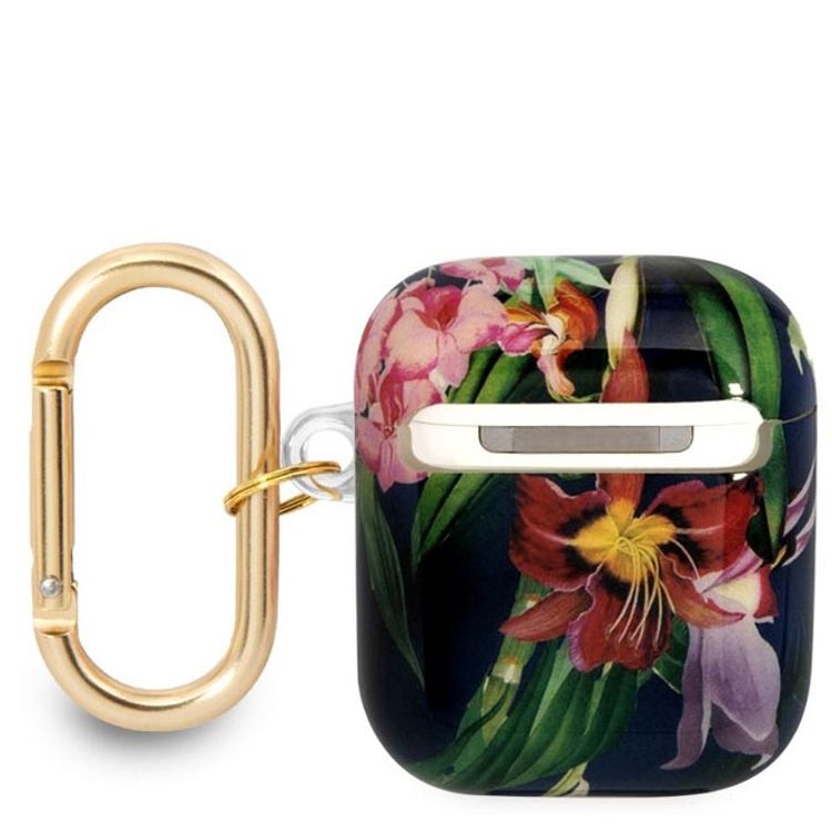 جيس جراب خطاف TPU لسماعات إيربودز 3 ، يدعم الشحن اللاسلكي ، تصميم زهرة - أزرق