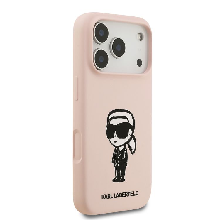 Karl Lagerfeld Liquid Silicone Case with Karl Sketch for iPhone 17 Pro, Comfortable Grip, Sustainable Packaging, Easy Snap-On, Drop Protection, Slim Profile & Lightweight Design - Pink