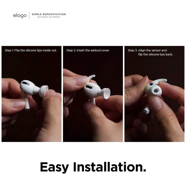 Elago Earbuds Hook Cover, Protective Buffer for Apple AirPods Pro Suitable for Jogging, Cycling, Gym & Fitness Activities [4 Pairs: 2 Large + 2 Small] - Lavender