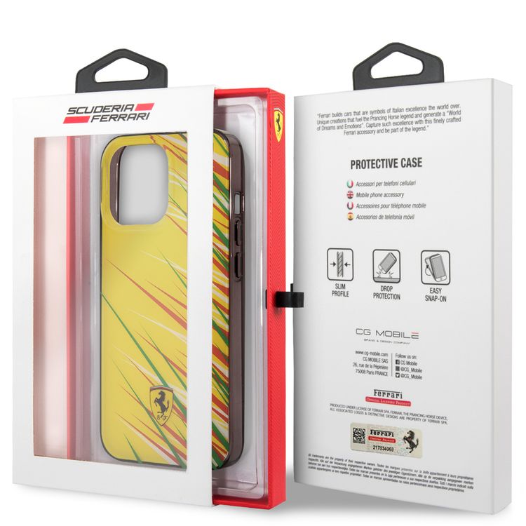 FERRARI HC PC/TPU Double Layer Grass  Hard Case, Drop protection, Compatible with iPhone 13 Pro Max,  - Yellow