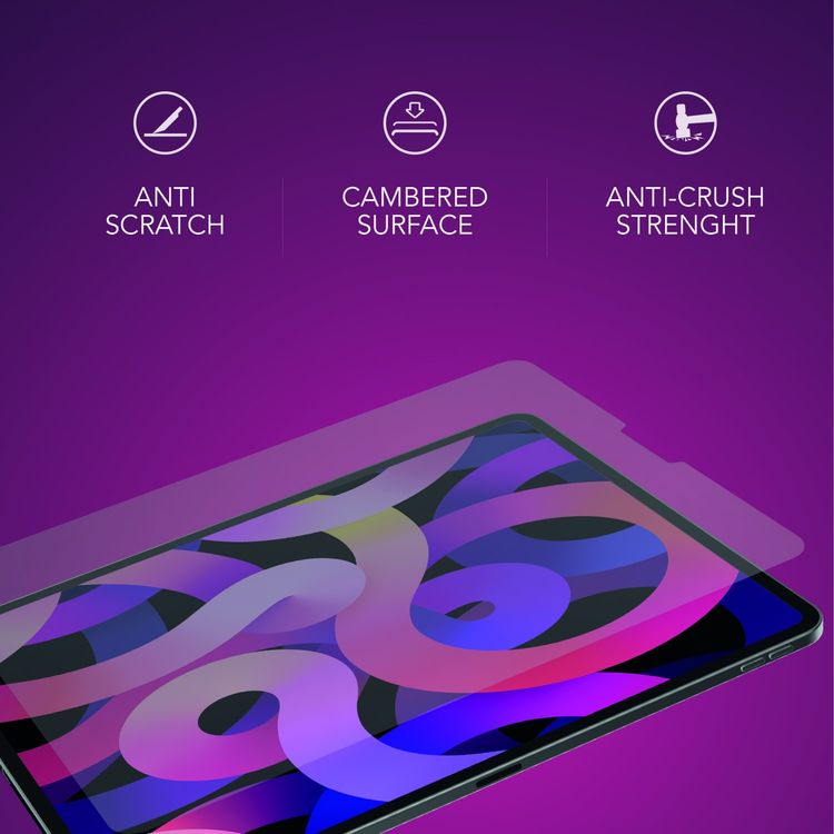 LEVELO Laminated Crystal Clear Tempered Glass Screen Protector Compatible for iPad Air 4th Gen 10.9" (2020) Sensitive Touch, Anti-Scratch, Shock Absorption Protector - Clear