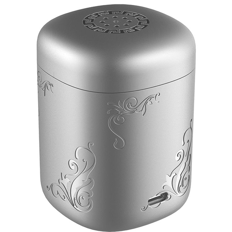 Green Lion Aseel Bakhour Burner with Aesthetic Appearance, 1400mAh Battery, 120 Seconds Single Burning Time, Auto-Off Function, Wide Area Coverage, LED Indicator, Safe & Non-Toxic - Silver