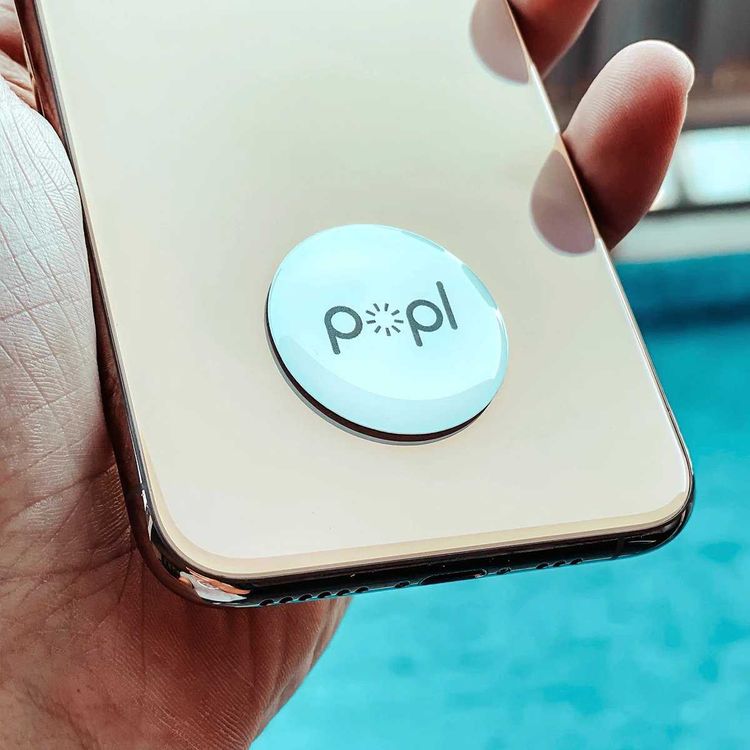 Popl Digital Business Card and Phone Accessory - NFC Tag That Instantly Shares Social Media, Contact Info, Music, Payment Platforms and More - Compatible with iOS and Android - White
