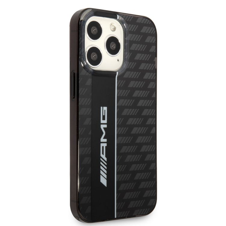 AMG Double Layer Carbon Pattern II Transparent Hard Case Compatible with iPhone 13 Pro Max - Black