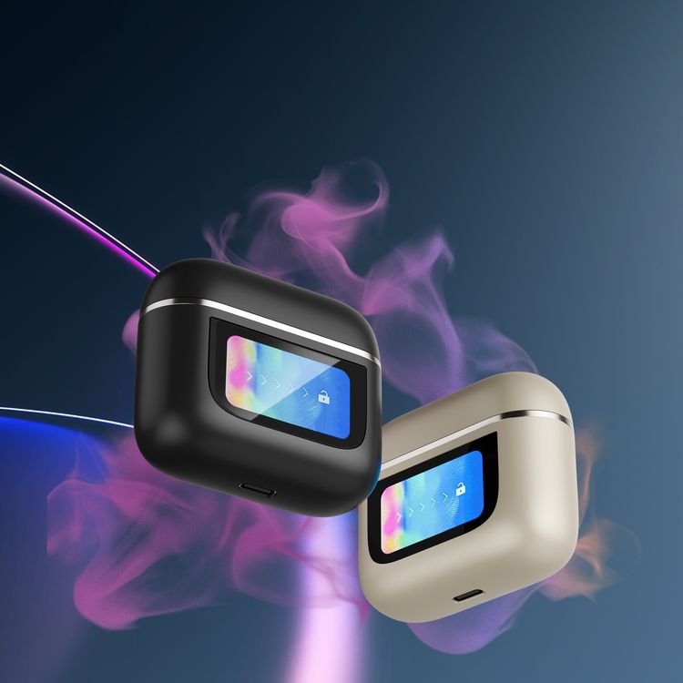 Porodo Soundtec Guide Earbuds with ANC & TWS, Touch Screen, 6 Hours of Playtime, 40 Minutes Earbuds Charging Time, Waterproof, Type-C Charging Case - Gold