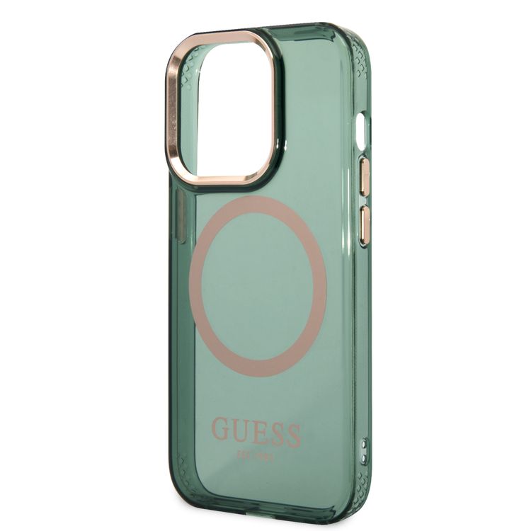 Guess Magsafe Case With Translucent Gold Outline - iPhone 14 Pro Max - Kaki