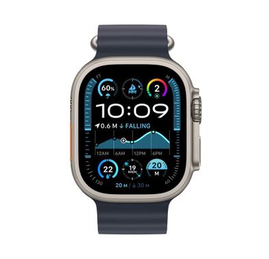 Apple Watch Ultra 2 2024 GPS + Cellular 49mm Black Titanium Case with Black Ocean Band, Regular - Black Titanium