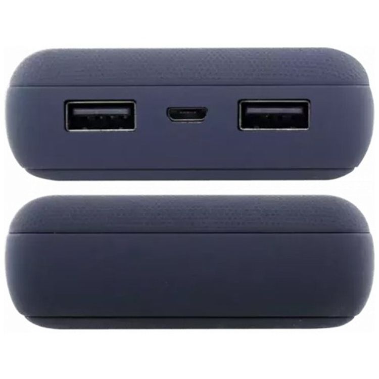باور بانك ثنائي USB جامع من بورودو بسعة 20000 مللي أمبير في الساعة مع سطح مطاطي، تصميم نحيف مدمج، محمول، مؤشر LED، متوافق مع الهواتف الذكية - أزرق