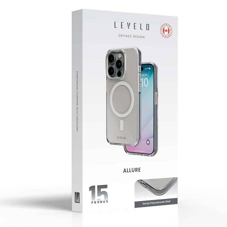 غلاف صلب من Levelo Allure PC لجهاز iPhone 15 Pro Max - شفاف مدخن