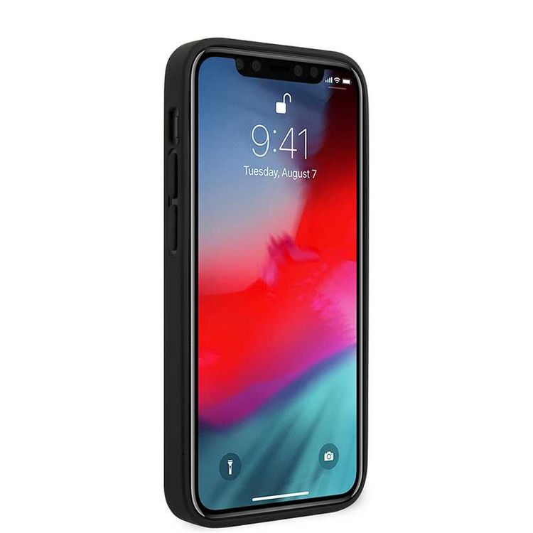 CG MOBILE Guess PU Python Pattern Phone Case with Metal Logo Compatible for iPhone 12 Mini (5.4") Mobile Case Suitable with Wireless Charging Officially Licensed - Brown