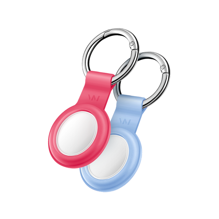 Viva Madrid Airtrax Flexo Duo Bundle Pack Silicone Case with AirTag, Scratch Protective Skin Cover, Anti-Lost Holder w/ Key Ring Suitable for AirTag Bluetooth Tracker Pink & Purple