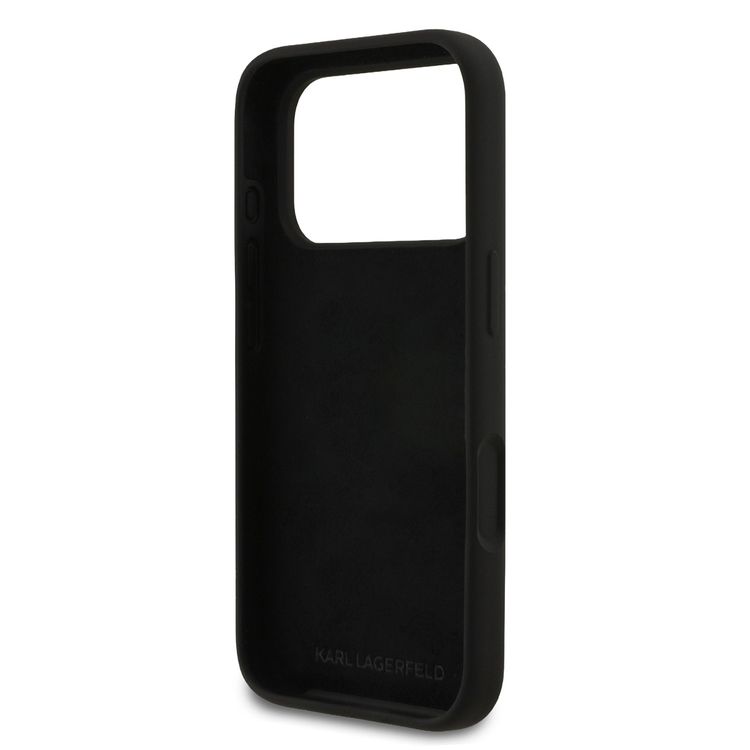 Karl Lagerfeld Liquid Silicone Case with Karl Sketch for iPhone 17 Pro, Comfortable Grip, Sustainable Packaging, Easy Snap-On, Drop Protection, Slim Profile & Lightweight Design - Black