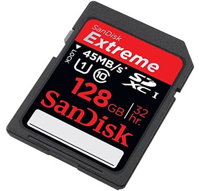 SanDisk SDSDX-128G-X46 Extreme SDXC UHS-I Class 10 Memory Card up to 45MB/s read - 128 GB - Black