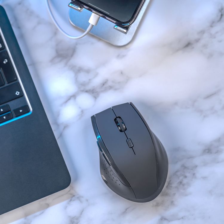 Powerology Ergonomic Wireless Mouse, Advanced Wireless Mouse for Mac, Ultrafast Scrolling - Charcoal