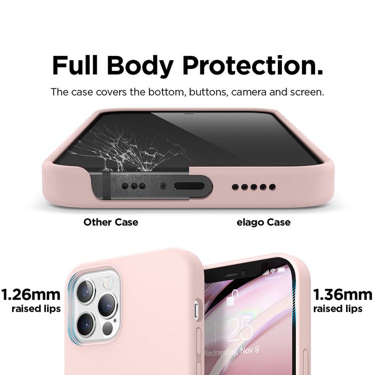 Elago Silicone Case Suitable with MagSafe, Back Shield Case Compatible for iPhone 12 Pro Max (6.7") Anti-Scratch, Easy Access to All Ports - Pink