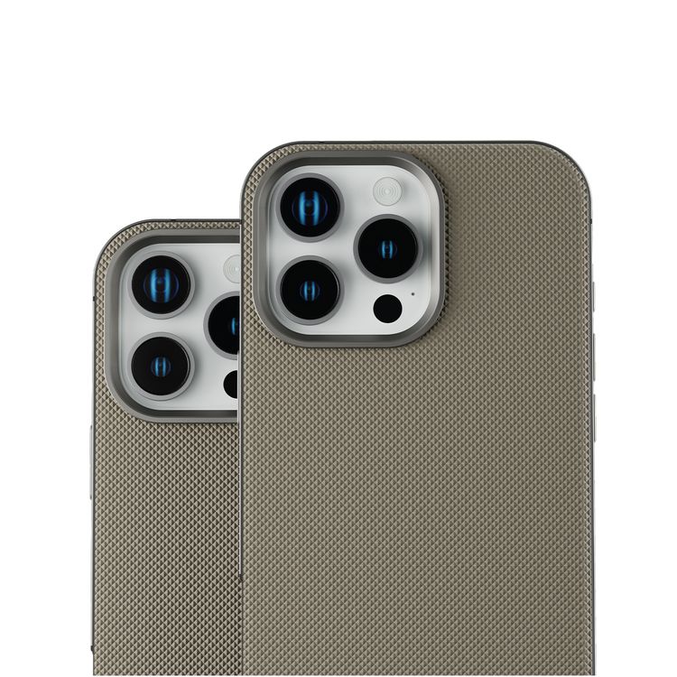 Levelo Cuir Two Tone Leather Case For iPhone 16 Pro, Durable, Compact Design, MagSafe Compatible, Hybrid Case, Impact-Resistant Corners , Aluminum Bumper Finish, High Quality Material - Gray