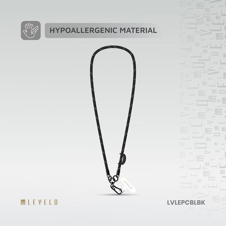 Levelo Everly Phone Crossbody Lanyard, Lightweight Design, Adjustable Straps with 1.2m Length, Hypoallergenic Material, Universal Compatibility - Black
