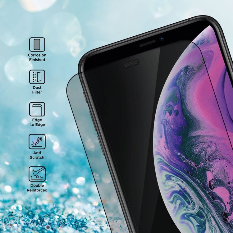 Liberty Guard Matte Full Cover Rounded Edge Screen Protector for iPhone 11 Pro Max with Dust Filter, Anti Shock & Anti Impact - Black