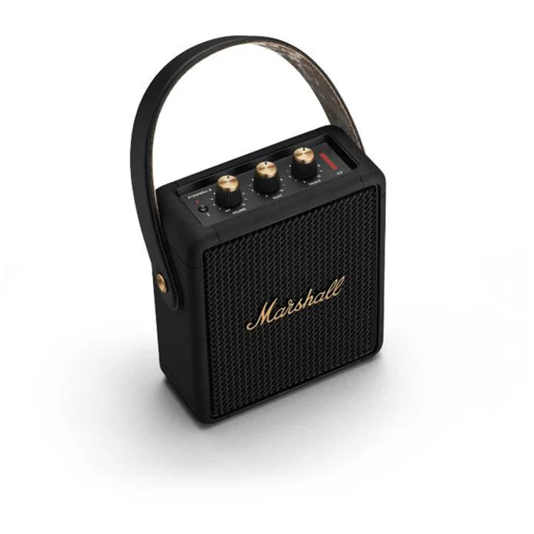 Marshall Stockwell 2 Bluetooth Wireless Stereo Speaker, Lithium-ion Battery, Water Proof, 20 Hours Playing Time, 5 Hours Charging Time, Fast Charge - Black / Brass