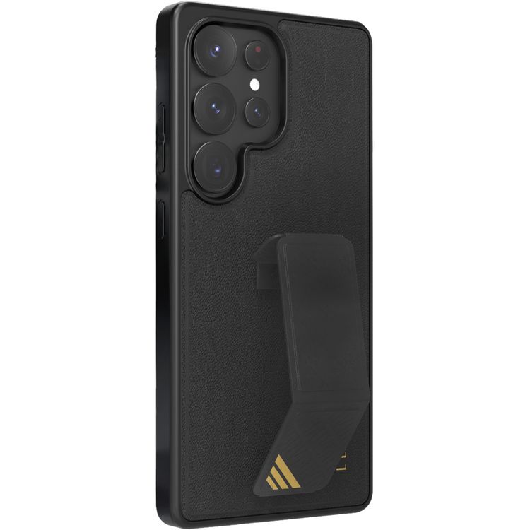 Levelo Morphix PU Leather Case for Samsung Galaxy S25 Ultra, Built-in Leather Kickstand, Scratch-Resistant, Impact-Resistant Corners, Hybrid Case - Black